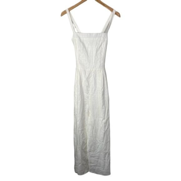 selah Pants - Selah ladies white linen and cotton jumpsuit sleeveless cropped size Medium M